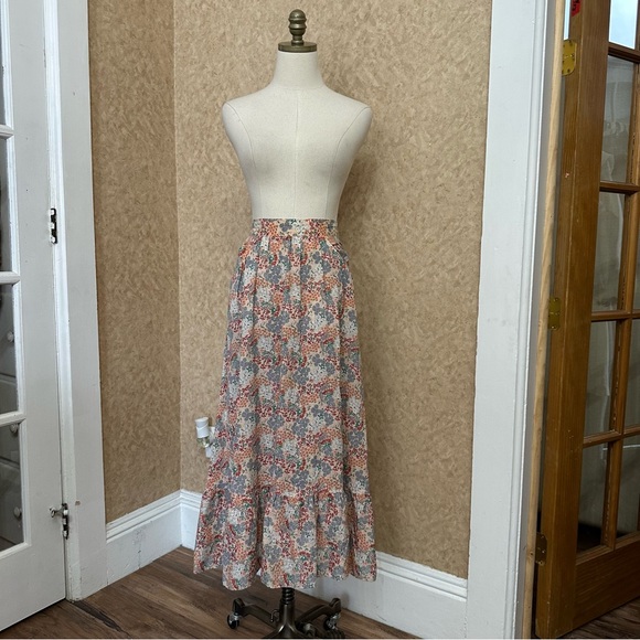VTG 70s 80s Retro Cottagecore Floral Midi Maxi Skirt - Picture 1 of 8